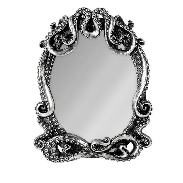 Work-Of-Art Kraken Wall Compact Mirror - Antique Silver, Poly Resin WO2518832